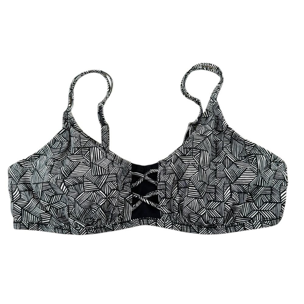 Athleta Black and White Patterned Women's Swimsuit Top Size 38 B/C Adjustable